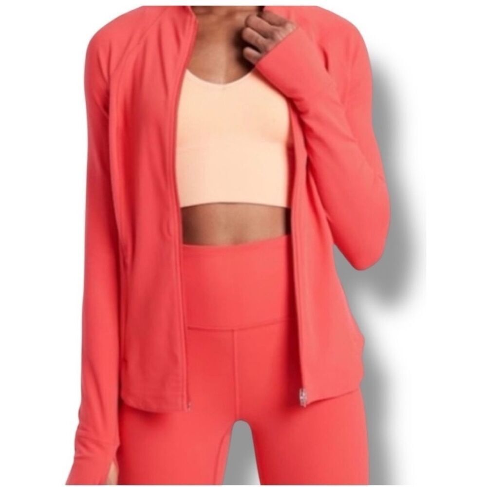 Athleta Salutation Jacket in Lychee Red Size Small Full Zip Active Jacket